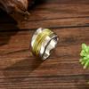 Anello a Fascia in Acciaio Inossidabile con Filo Bicolore, Fascia Larga con Design Testurizzato, Gioiello in Metallo Resistente per l'Uso Quotidiano
