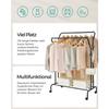 SONGMICS Clothes Rail, Clothes Rack, Double Clothes Hanging Rail, Heavy-Duty Metal Frame, with Wheels and Shelf, 100 kg Total Max. Load