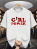 Slogan Graphic T Shirt For Unisex Girl Power Red Rose Letter Crew Neck Tee Empowering Print Casual Male Daily Outfit Tops