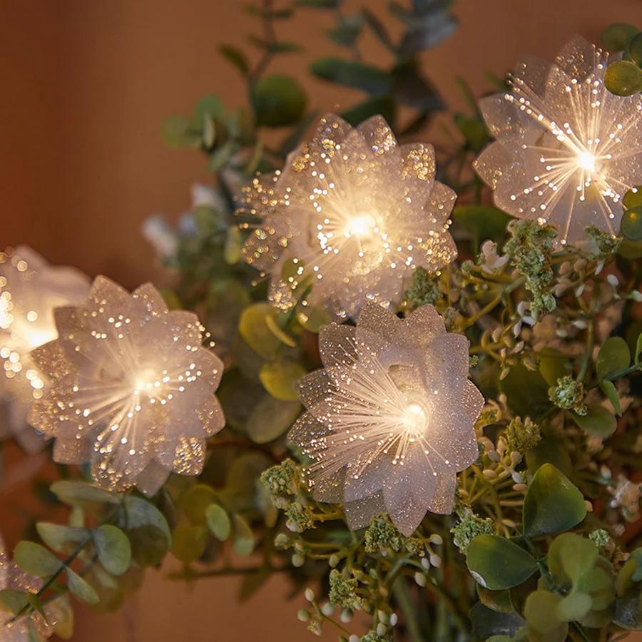 3M LED Fiber Optic Fairy Light Battery-operated Garland Christmas Decoration Party New Year's Decor Artificial Flowers Festoon