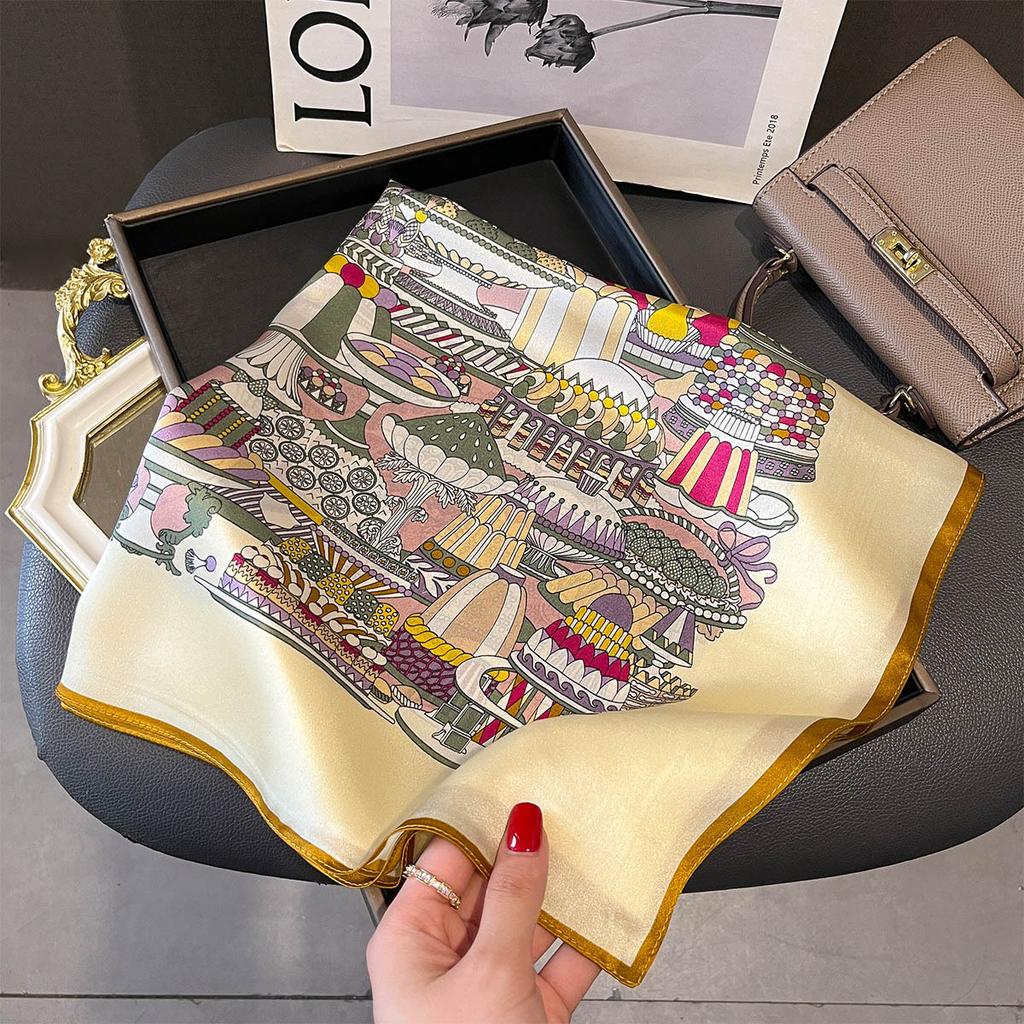 100% Silk Scarf Women Foulard High Quality Square Female Headkerchief Mulberry Neckerchief Shawl Wraps Hijab Bandana Scarves