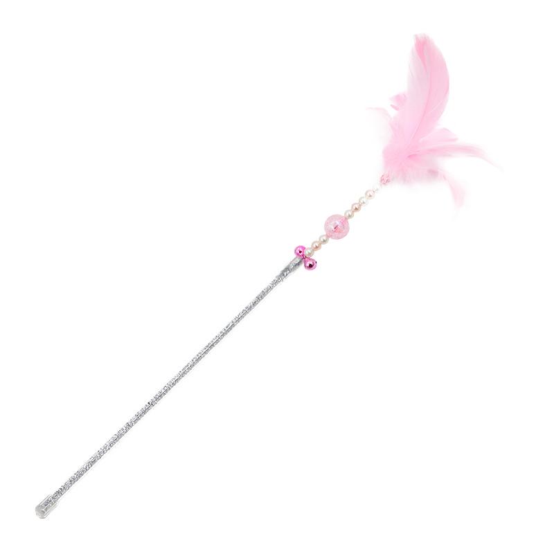 Pet Interactive Wand Toy Cat Tease Rod With Bell Colorful Feather Tease Cat Wand Cat Catcher Toy For Kitten