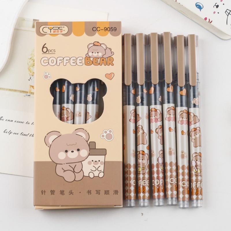 6Pcs Cute Butterfly Gel Pens Aesthetic Stationary Pens Kawaii Pen Stationery0.5 Mm Quick-drying Black Ink Pens Fine Point