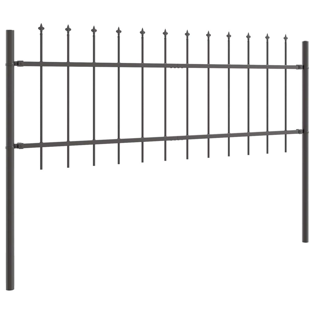 Garden Fence Panel 2 Pcs Gray 3.4 X 0.6 M Powder Coated Steel