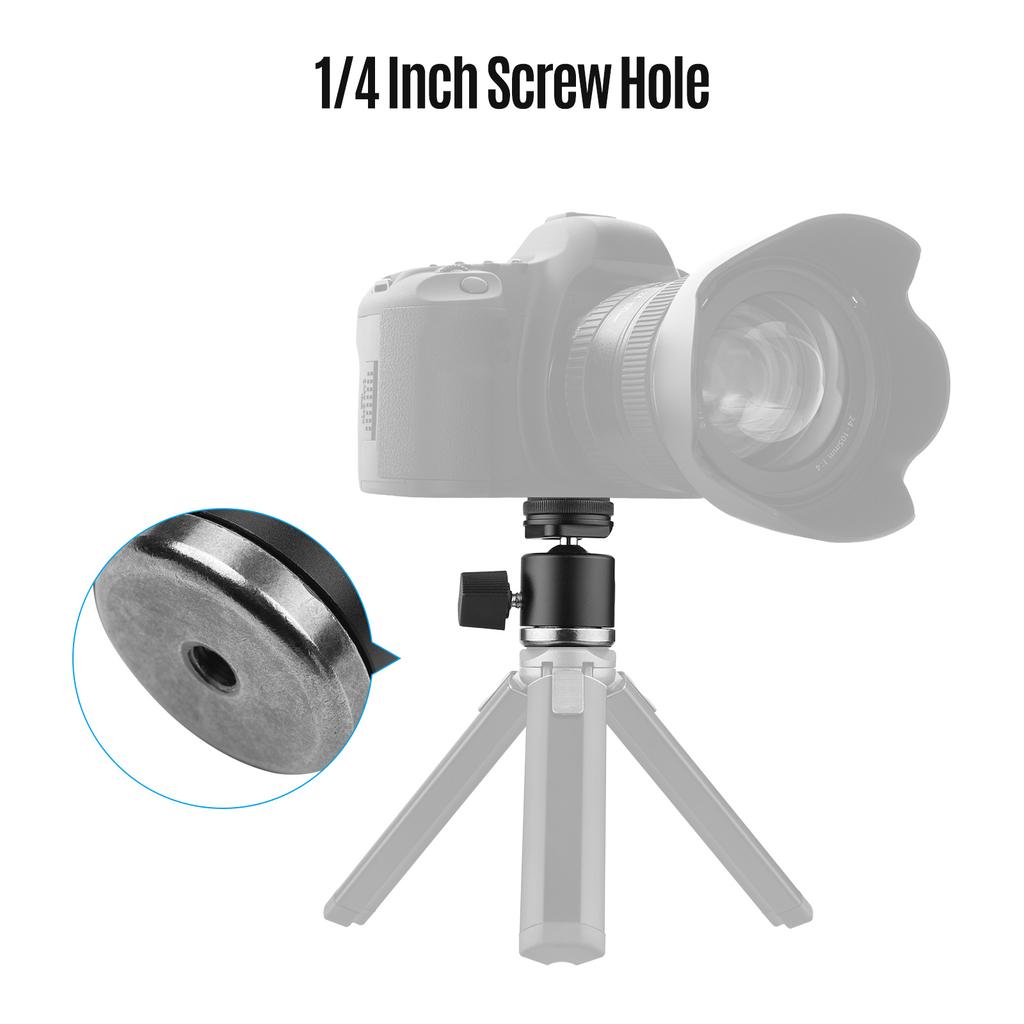 2in1 1/4 Schraube Kaltschuhmontage-Kugelkopf 360 Grad drehbarer Dual-Use-Mini-Kugelkopf aus Aluminiumlegierung