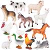 Farm Animal Miniature Set: Turkey, Rabbit, Horse, Donkey, Alpaca, Chicken, Duck, Goose, Pig, Dog, Cat