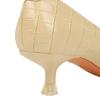Scarpe singole da donna con tacco sottile, tacco medio, bocca bassa, a punta, in pelle verniciata con motivo pietra retrò con fibbia in metallo