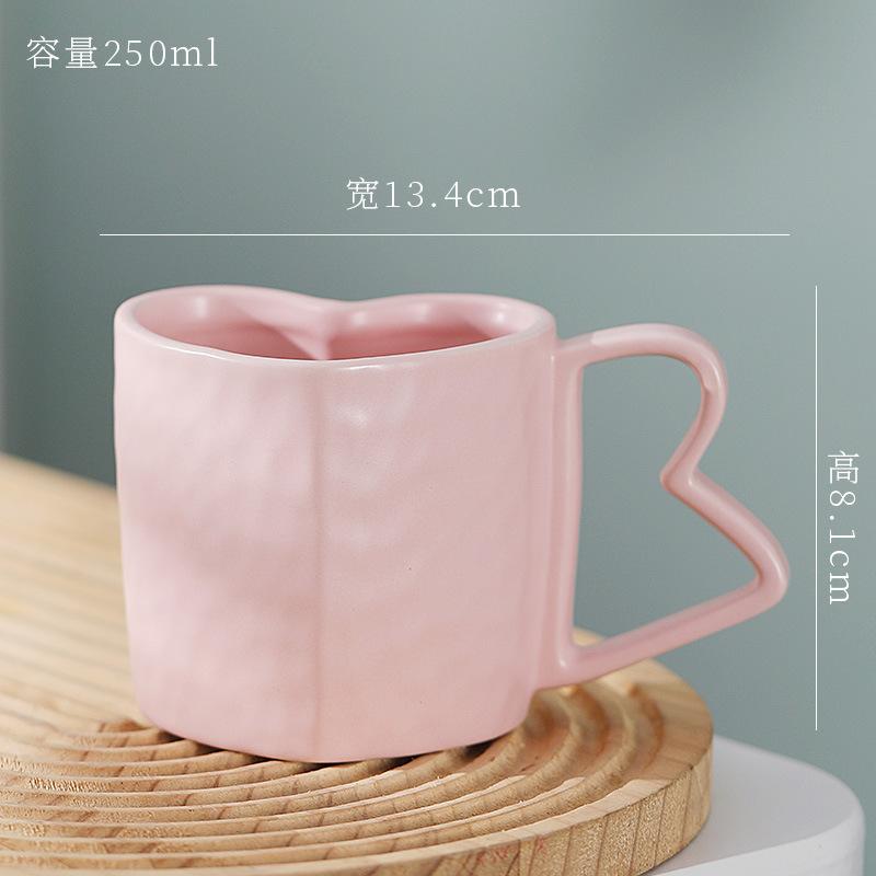 300ML European Ceramic Heart Coffee Cup Exquisite Afternoon Tea Flower Tea Latte Coffee Mug Home Use Heart-shaped Breakfast Mug
