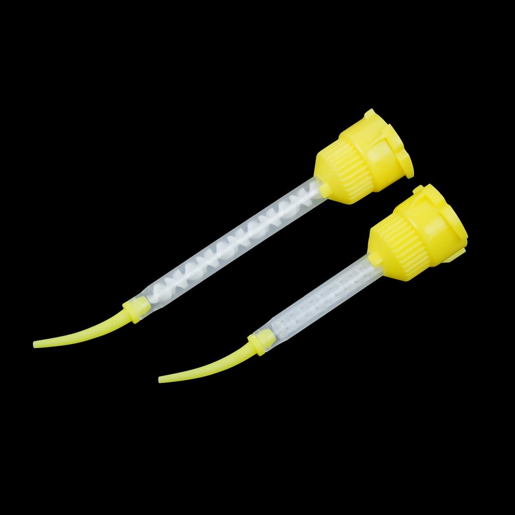 50pcs/bag 1:1 Silicone Rubber Dental Mixing Tips Yellow Impression Nozzles Disposable Mixing Head for Dentistry Lab Supplies