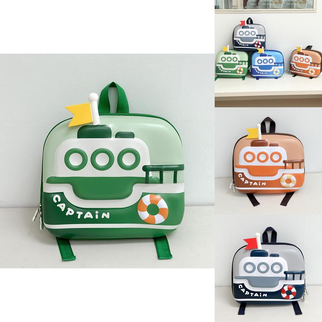 Cute Eggshell Backpack With Ship Printing Design For Preschool Children