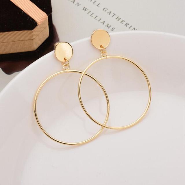 Metal Tassel Earrings for Women Long Circle Dangle Earrings Geometric Round Drop Earrings Brief Jewelry pendientes