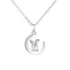925 Sterling Silver Moon Jade Rabbit Necklace Women's New One-carat Mozzarella Rabbit Versatile Pendant Birthday Gift