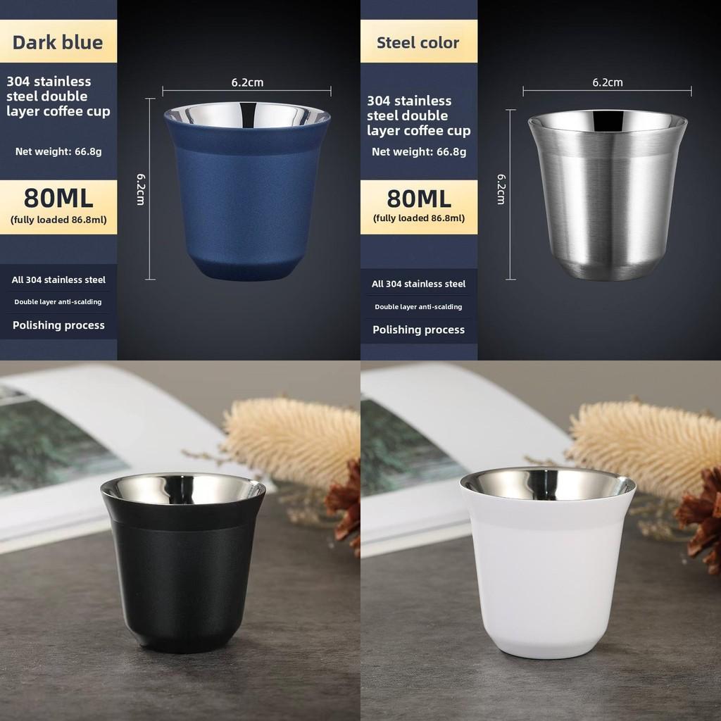 Wall Double Stainless Steel Espresso Cup Insulation Coffee Capsule Shape Mugs