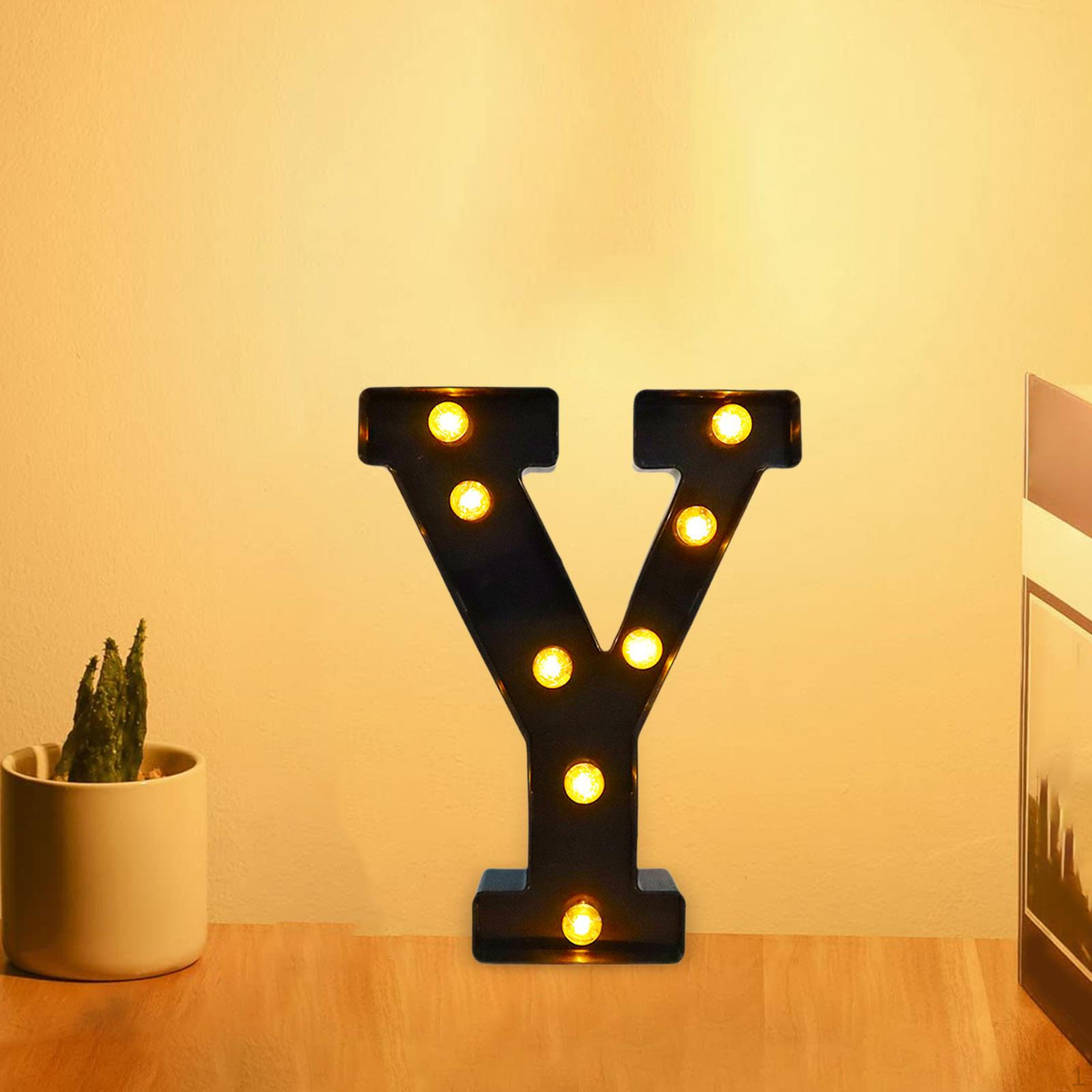 

Алфавитный знак со светодиодной подсветкой, вывеска с буквами для мероприятий Y 6.57x8.58x1.57inch