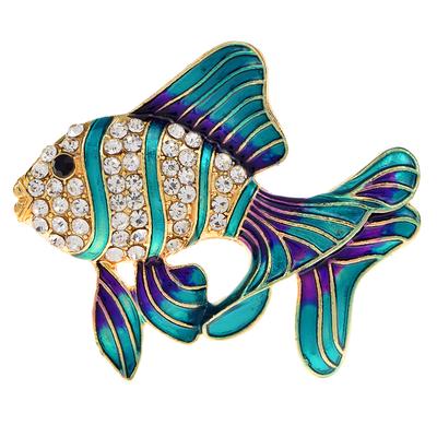 New Beautiful Colorful Tropical Fish Brooches for Wmen 3 Colors Available Animal Pin Rhinestone Shining Accessories