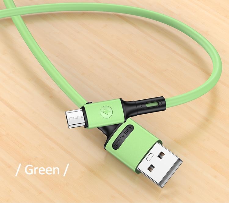 Usams Kabel U52 Microusb 2A Fast Charge1M Zielony/Green Sj435Usb02 (Us-Sj435)
