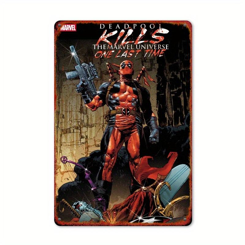 Panneau mural en métal Deadpool 20,32 x 30,48 cm - Art vibrant de bande dessinée, Facile à suspendre, Parfait pour la maison, le bureau, l'église, l'école, la chambre à coucher