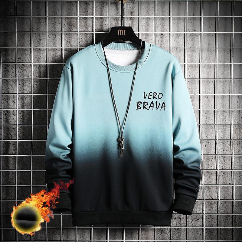 Men'S Spring And Autumn Personality Gradual Change Color Popular Casual Handsome Sweater Teen Round Neck Trend Korean Version Loose Top