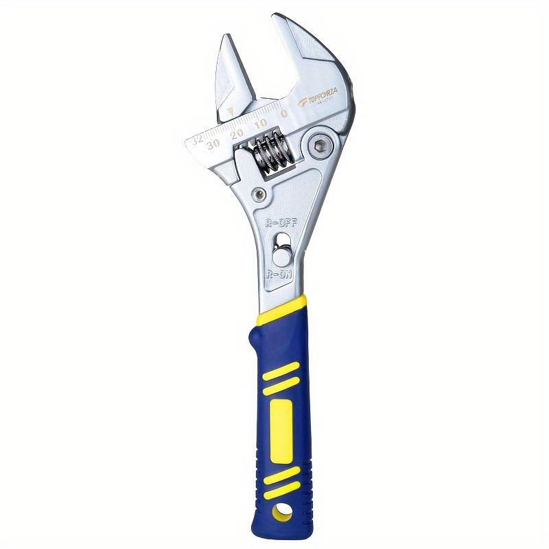 TOPFORZA Adjustable Wrench Ratchet Wrench Chrome Vanadium Steel Wrench with Two-Color Non-Slip Handle Reversible Jaw Adjustable Spanner Repair Tools 8.27 Inch Adjustable Wrench