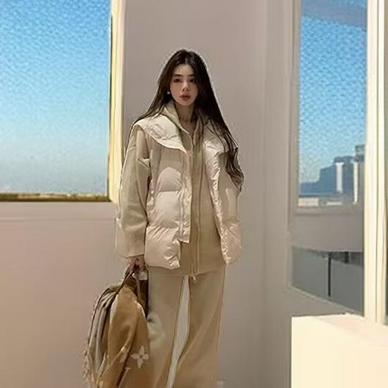 Women's European Style Sleeveless Down Cotton Padded Jacket - Versatile Autumn/Winter Fashion Vest