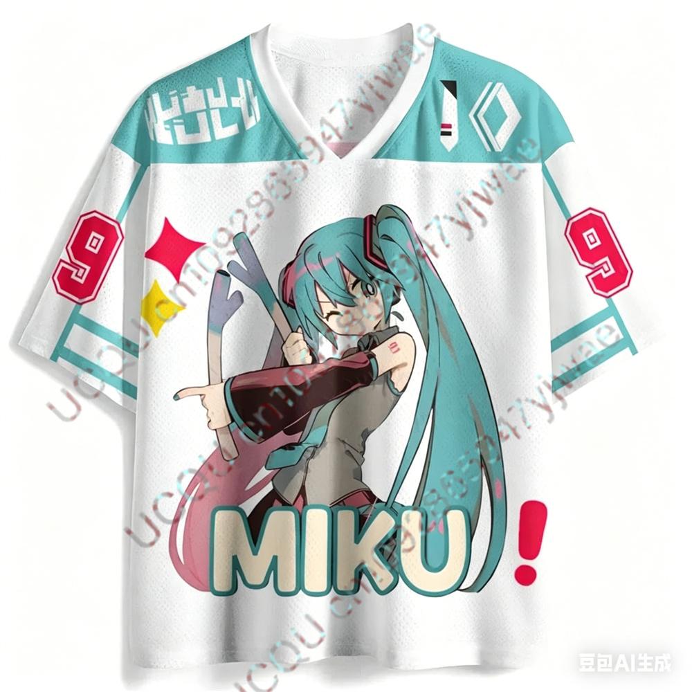 2026 Hatsune Miku Cartoon Girl Graphic Jersey Short Sleeved Fan Gift Tee Cosplay Clothing Summer Men'S And Women'S T-Shirt