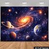 Banner de Fundo Tema Espaço Cósmico Planar 2D Galáxia Espiral Tema Planeta Apresentando Saturno Terra e Vários Corpos Celestes