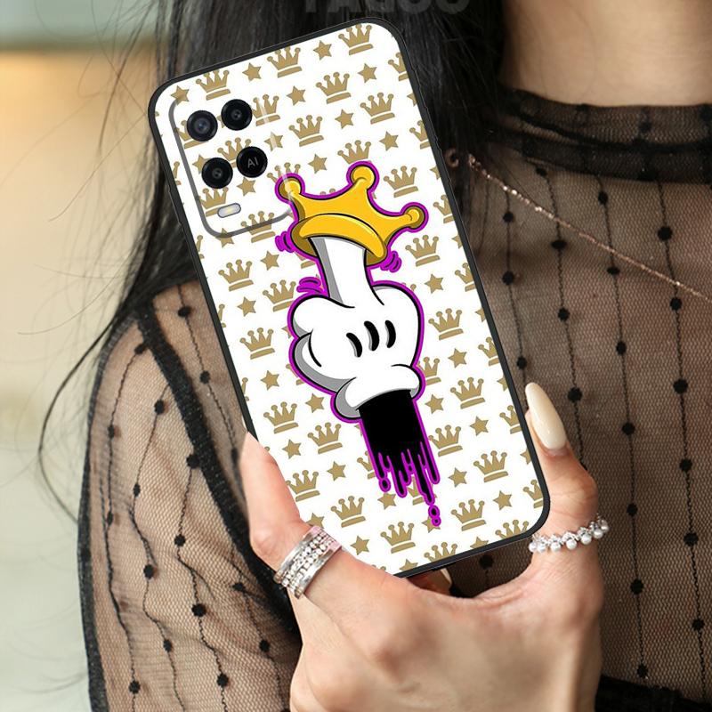 Cartoon Middle Finger For OPPO A57 A17 A77 A16 A76 A96 A58 A78 A98 A74 A94 A5 A9 A15 A52 A72 A93 A53 A54S Case