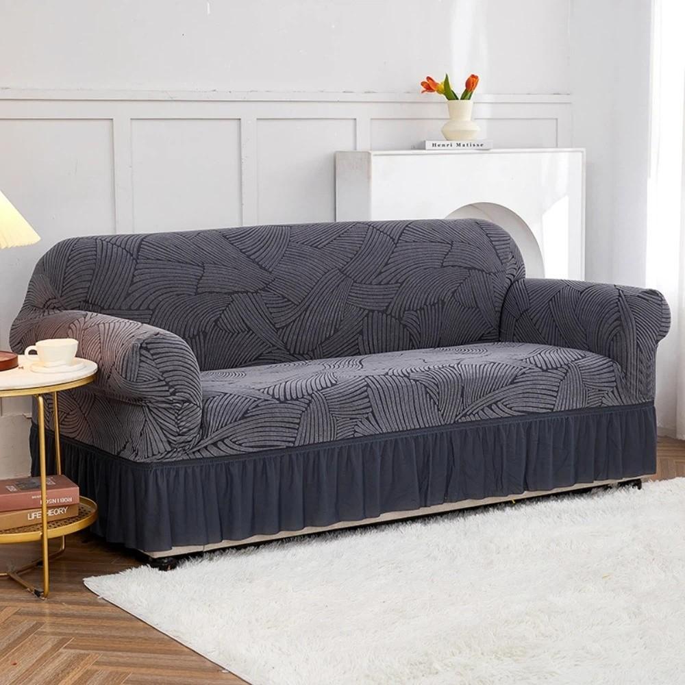 Jacquard Design Sofa Cover Removable Skirted Design Sofa Protector Elastic Edge Stretch Fabric Sofa Slipcover Home Decor