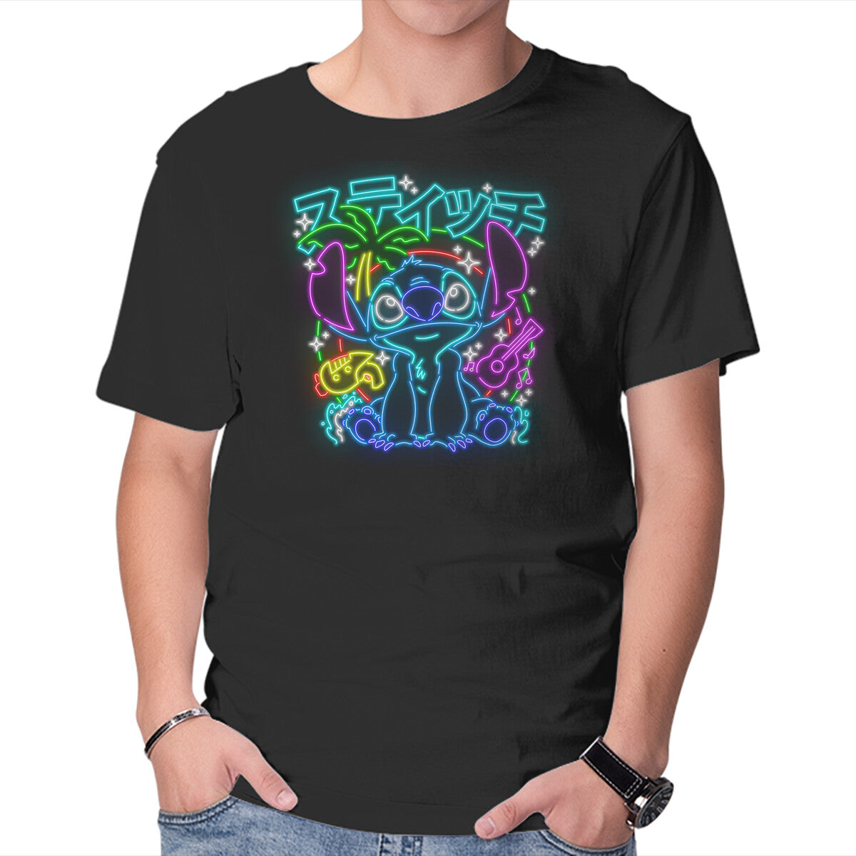 Unisex Crew Neck T-Shirt Experiment 626 Neon Graphic Short Sleeve Casual Tee S