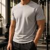 Camiseta Básica Masculina Manga Curta Gola Redonda Lisa Casual Algodão Misturado Respirável Top de Verão Uso Diário