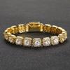 Hot Selling Fashion Hip Hop Jewelry 10mm Wide Bling Iced Out Cubic Zircon Square Tennis Link Chain Bracelet for Men