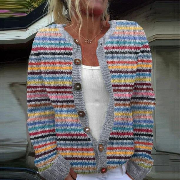 Women's Faux Wool Sweater: Winter 2025 Ancient Tribe Totem Print with Buttons
