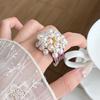 Bead Cluster Statement Ring with Open Adjustable Band, Vintage Style Fashion Accessory for Daily Outfits and Dates