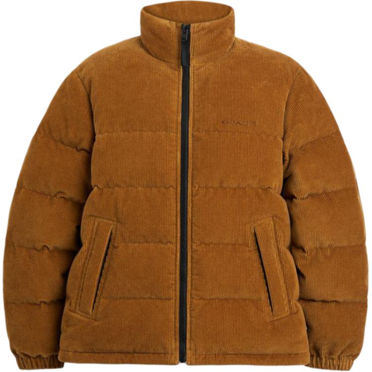 

Coach Corduroy Down Jacket Solid Color Zipper Stand Collar Long Sleeve Down Coat Men Jacket Light-Brown CT737-LIB S