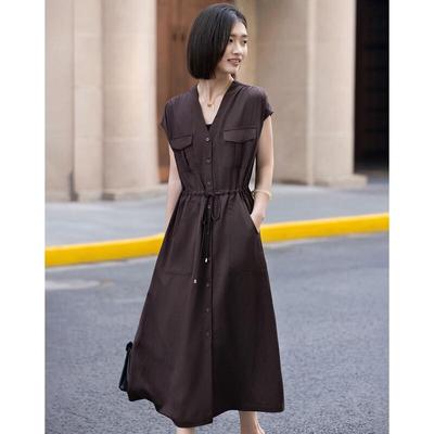 Elegant V-Neck Cap Sleeve Summer Dress