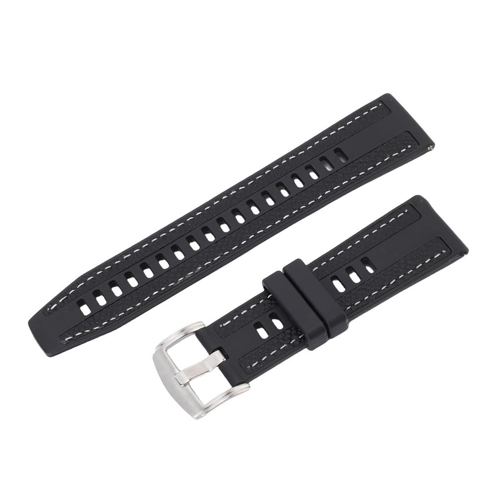 Watch Strap Fit for GT3 Smart Watch Water Proof Rubber Band Replacement Lychee Pattern 22mm Black