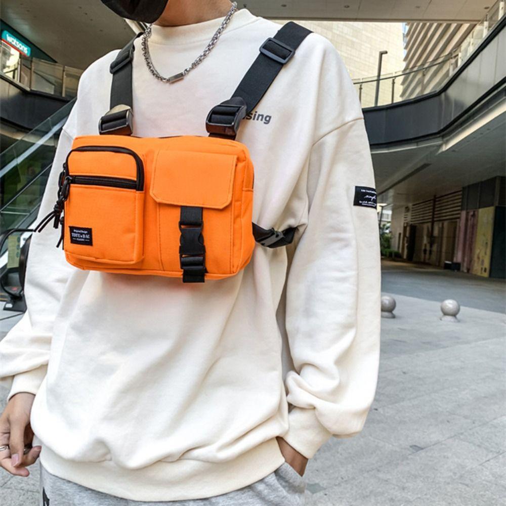 Large Capacity Double Shoulder Chest Bag Zipper Message Crossbody Pouch Men' S Vest Bag Daily