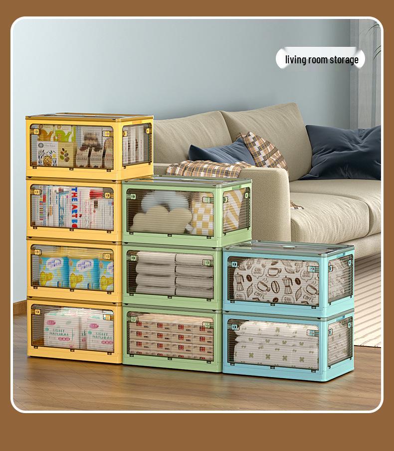 Transparent Foldable Storage Box with Five-Sided Opening for Clothes, Quilts, and Toys