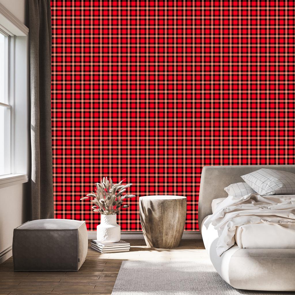 Red and Burgundy Checkered Wallpaper for Living Room and Bedroom 50x1000