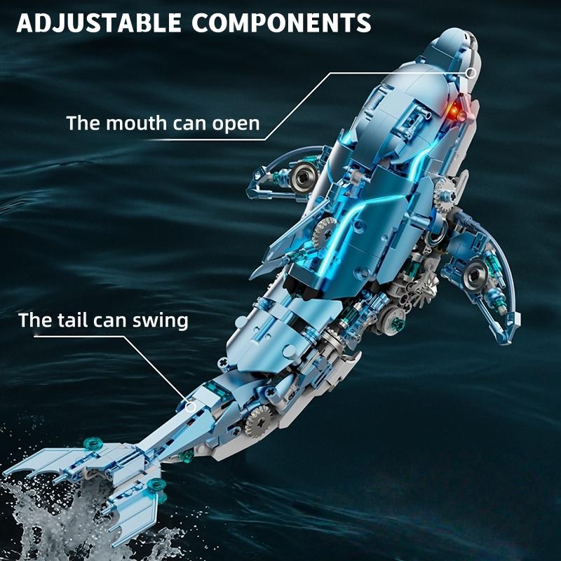 Motorized Dolphin Building Kit 888Pcs Light Up Ocean Creature Series Linkage Creative MOC Desk Decor Gift For Adults Kids