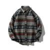 Camicia da uomo a maniche lunghe in flanella, stile etnico vintage, vestibilità larga e oversize, casual, autunno