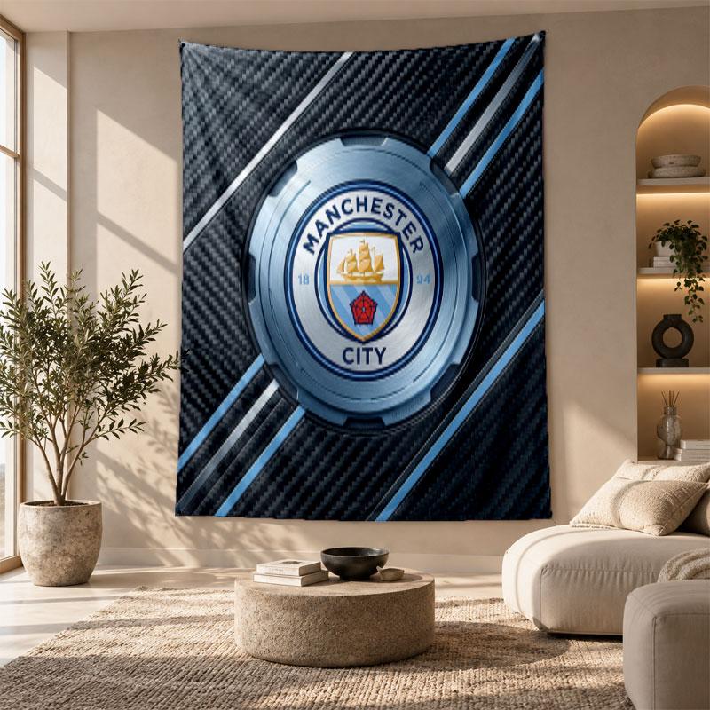 Decorative Tapestry,Manchester City Printed Wall Art, Lightweight Wall Hanging For Bedroom Background