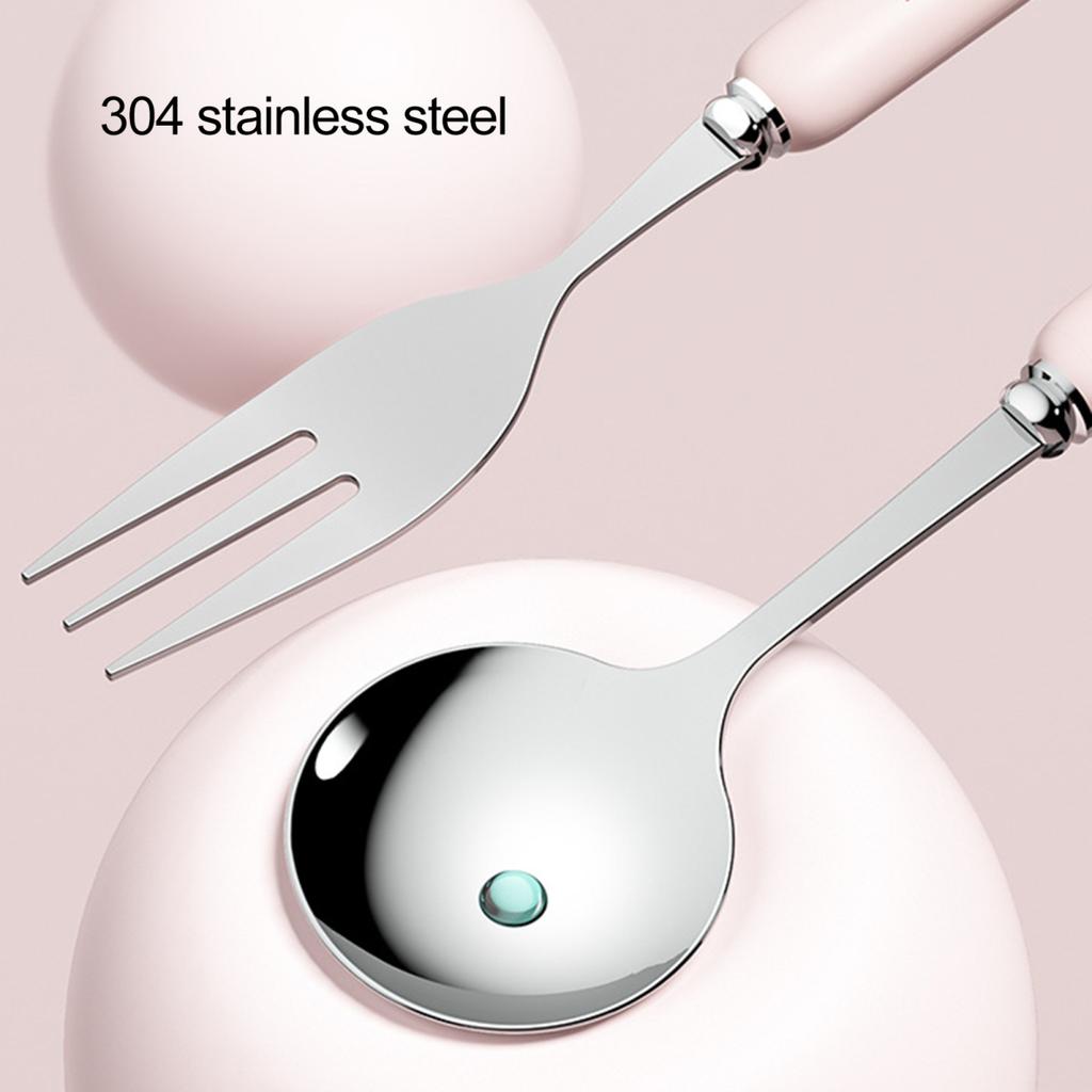 1 sada Lžíce Příbory Pohodlné uchopení Malé a vynikající Kreativní Přenosný Kreslený Králík Nádobí Nerez