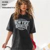 Trendy Vintage Black Washed Graphic Street Style Top