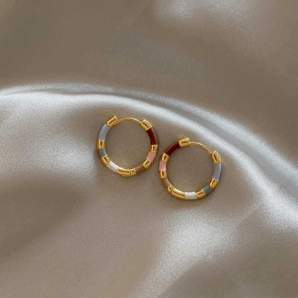 Gold Color Metal Round Earrings Round Hoop Hoop Earrings New Mini Hoop Earrings  For Women