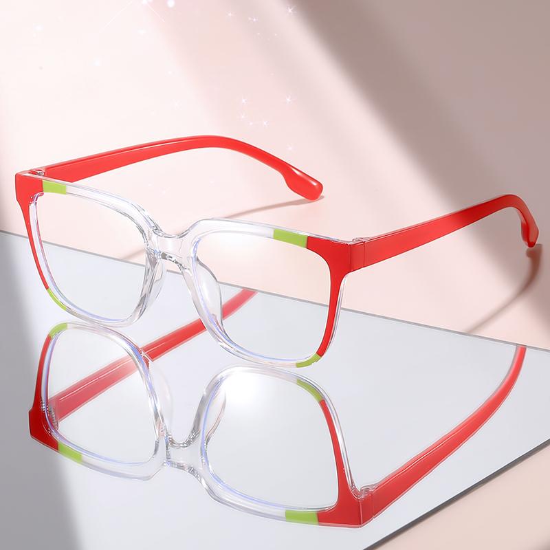 

New Trendy Contrast-Design Eyeglasses: Bold Square Frames to Elevate Your Everyday Style & Screen Time Comfort красный