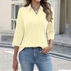Damen Mode Lässig Revers Kurz 3/4 Ärmel Farbe Hemd Damen Oberteile