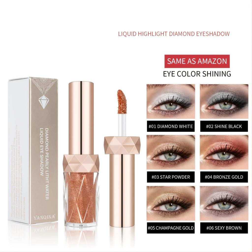 Pearlescent Eye Shadow Liquid Waterproof Non-fading Long-lasting Makeup Sparkling Diamond High-gloss Eye Shadow Liquid