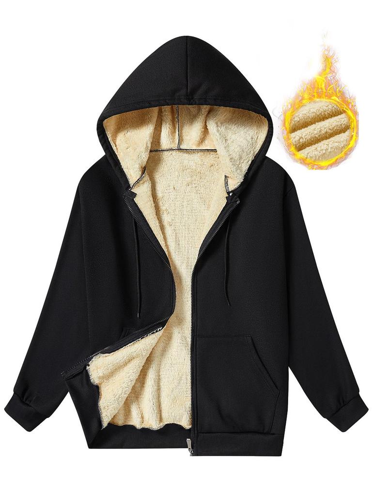 Lambswool Men's Sporty Winter Hoodie: Thickened, Warm Velvet Hooded Cardigan