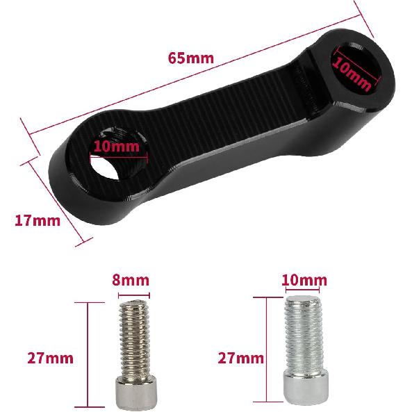 PSLER M10 Motorcycle Mirror Extenders Rear View Mirrors Riser Adapter | Handlebar Mount Extender Adapter for 10mm/8mm Apertures, Raises Rear View